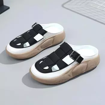 Модные летние новые женские полутапочки Baotou, сандалии на платформе 2024, дышащие повседневные тапочки с открытым носком Sandalias Mujer 35