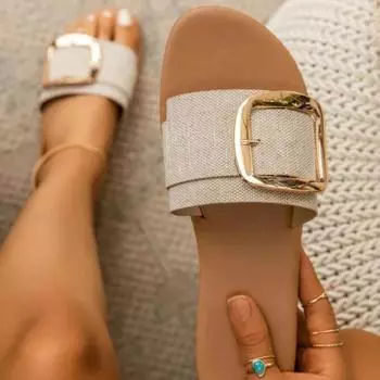 модные летние новые женские тапочки модные верхние пряжки украшения плоский каблук открытый носок женская обувь элегантные пляжные уличные тапочки 6 леопардовый