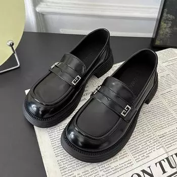 модные летние новые женские туфли-лодочки с круглым носком на среднем каблуке Kawaii для женщин мокасины на платформе без застежек для офиса женские нескользящие туфли для улицы 35 чёрный
