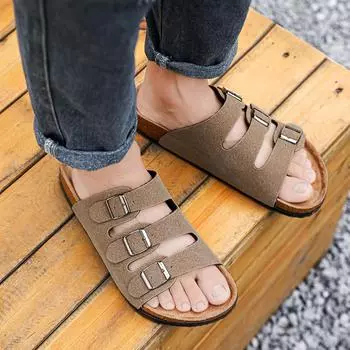 Модные летние парные качественные тапочки для отдыха на открытом воздухе для мужчин и женщин, модные сандалии, пляжная обувь на толстой подошве, нескользящие легкие кожаные сандалии 35 чёрный