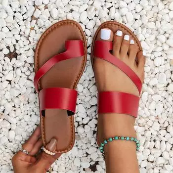 модные летние плоские тапочки женские сандалии с застежкой-молнией нескользящая пляжная обувь большого размера шлепанцы на плоской подошве удобные повседневные шлепанцы женские 36 красный