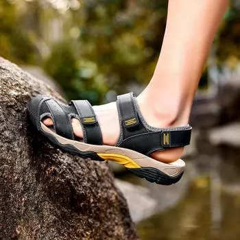 Модные летние пляжные сандалии для мужчин с круглым носком, повседневные, на платформе, для отдыха на открытом воздухе, удобные, модные, универсальные, дышащие, модные, нескользящие туфли 38 зелёный