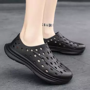 Модные летние пляжные сандалии PARZIVAL, мужские садовые туфли из ЭВА, полые, обувь для вождения, нескользящая пена, беговая обувь, тапочки с мягкой подошвой 39 чёрный