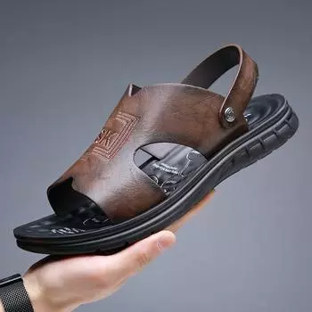 Модные летние пляжные туфли мужские большие сандалии большого размера мужские туфли sandales homme en cuir D630 38 коричневый