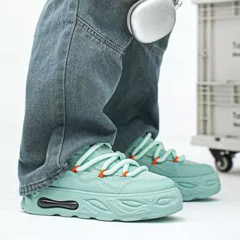 Модные летние повседневные туфли из дышащей сетки на платформе с нескользящей подошвой, модные мужские универсальные туфли на плоской подошве Zapatillas De Deporte 39 серый