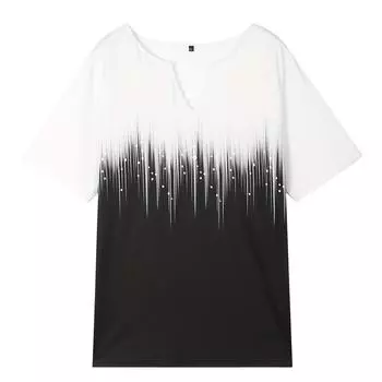 Модные летние рубашки для женщин с принтом V-образным вырезом и короткими рукавами, блузка с цветочным принтом и пуговицами L чёрный