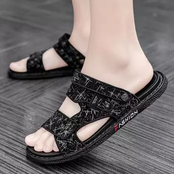 Модные летние сандалии 2024 года для мужчин, оригинальные кожаные удобные повседневные сандалии без застежек, модные мужские тапочки Zapatillas Hombre, размер 38-47 38 золотой