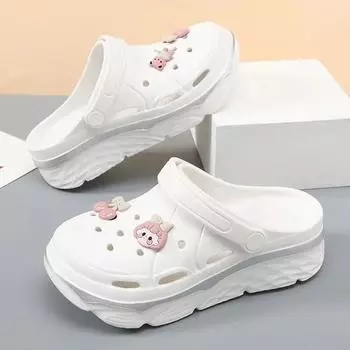 Модные летние сандалии для девочек на толстой подошве для женщин, тапочки для ванной, модные сандалии для сада из ЭВА, водные горки 36-37 белый