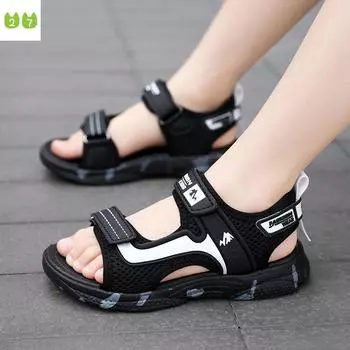 Модные летние сандалии для мальчиков, нескользящая пляжная обувь с мягкой подошвой, сандалии для девочек 28 белый