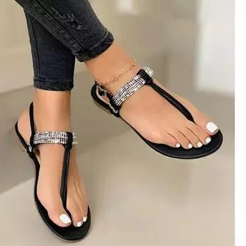 модные летние сандалии для женщин повседневная пляжная обувь женские шлепанцы сандалии женские туфли больших размеров на плоской подошве Zapatos Mujer 35 чёрный