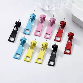 «Модные летние серьги-молнии в стиле Ins»: Мода из сплава для женщин, забавные европейские и американские украшения. красный