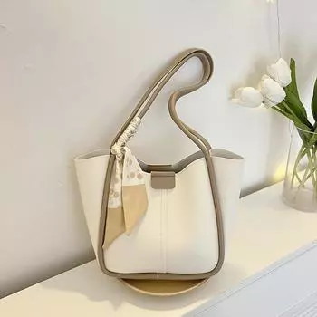 Модные летние шарфы из искусственной кожи, сумки-ведра для женщин, повседневная лоскутная сумка большой емкости для женщин, сумка через подмышку, ручная сумка 31x8x23cm