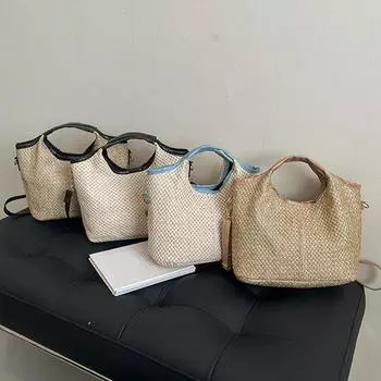 Модные летние соломенные сумки женские сумки через плечо для повседневного использования повседневные дорожные сумки через плечо с верхней ручкой 23x10x17cm