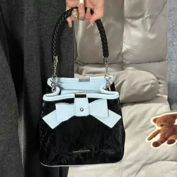 Модные летние сумки через плечо с милым бантом, женские сумки через плечо с нишевым дизайном, женские сумки-ведра с ручкой сверху высокого качества