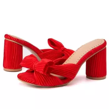 Модные летние тапочки, босоножки, туфли женские, на открытом воздухе, с милым бантом, на высоком каблуке, зеленые, красные, черные, туфли для вечеринок, женские, большого размера 50 34 бежевый