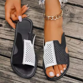 модные летние тапочки женские плоские роскошные пляжные шлепанцы женские сандалии трендовый бренд дизайн шлепанцы женская обувь 2024 большой размер 36 чёрный