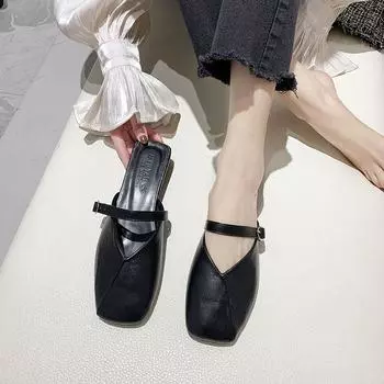 Модные летние туфли 2024 года, мюли, черные туфли на низком каблуке, домашние женские тапочки и сандалии, дизайнерская обувь B Eva GF, распродажа I 35