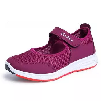 Модные летние туфли 2024 года, новые дышащие женские туфли с сетчатой мягкой подошвой, модные кроссовки, женские повседневные мокасины, женские удобные сандалии 35 красный