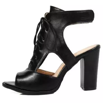 Модные летние туфли большого размера для женщин, сандалии, элегантные, на толстом каблуке, с ремешками на щиколотке, со шнуровкой, черные, гладиаторские, танцевальные туфли для вечеринок и вечеринок для женщин 34 бежевый