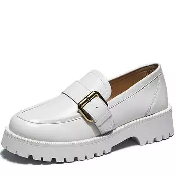 Модные летние туфли из натуральной кожи для девочек 33-42 Весенние туфли для женщин в британском стиле Новые повседневные туфли на толстой подошве в студенческом стиле Модные 33 белый