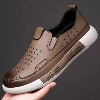 Модные летние туфли-лоферы для мужчин на полой платформе, роскошные дизайнерские туфли на мягкой полой подошве, деловая повседневная мужская официальная обувь 38