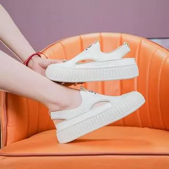Модные летние туфли на толстой подошве, новые маленькие белые туфли, женская сетчатая дышащая обувь, универсальные летние повседневные туфли для сноуборда 35