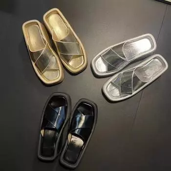 Модные летние туфли с квадратным носком и толстой подошвой. Удобные женские туфли. Новые модные легкие износостойкие тапочки на высоком каблуке. 35 чёрный