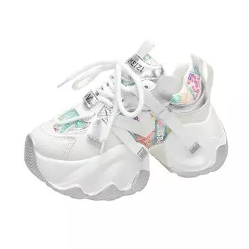 модные летние высокие сетчатые кроссовки на платформе женские дышащие теннисные женские вулканизированные туфли весенние массивные кроссовки спортивные туфли для папы женские 34 оранжевый