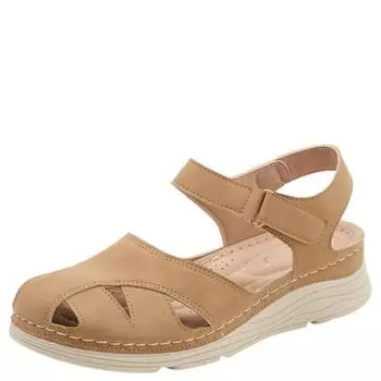 Модные летние женские босоножки на танкетке из кожи премиум-класса с открытым носком, ортопедические тапочки в винтажном стиле с противоскользящей подошвой, повседневные женские туфли на платформе в стиле ретро 36 синий