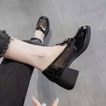 Модные летние женские лоферы с дышащей сеткой, 2024 г., туфли на платформе с толстой подошвой и толстым каблуком 35