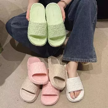 модные летние женские нескользящие плоские шлепанцы EVA, гибкие тонкие сандалии для пляжа, модные женские повседневные тапочки, женские домашние шлепанцы для дома 36-37 бежевый