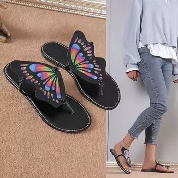 модные летние женские новые роскошные сандалии на плоской подошве модные тапочки 36 чёрный
