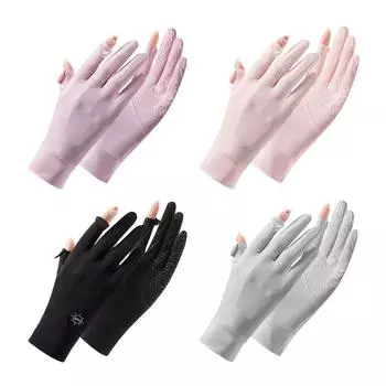 Модные летние женские перчатки с защитой от ультрафиолета, солнцезащитные перчатки, варежки, перчатки из ледяного шелка серый