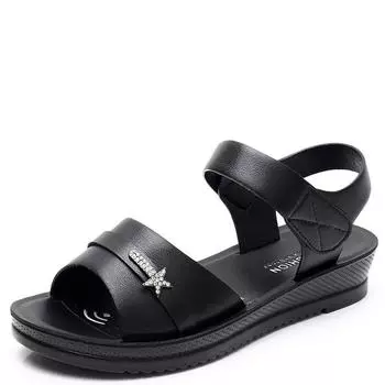 Модные летние женские сандалии из натуральной кожи, винтажные женские сандалии на плоской подошве с ремешком на щиколотке, модные повседневные сандалии на платформе, мягкие туфли для женщин 35