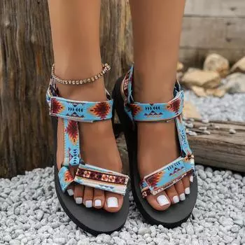 модные летние женские сандалии на плоской подошве 2024 годаМодные пляжные туфли с открытым носком на платформе Женские повседневные сандалии для пляжа Женские сандалии 36 небесно-голубой