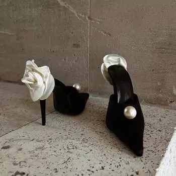 Модные летние женские сексуальные туфли на высоком каблуке Брендовые сандалии Модные туфли-лодочки 2024 Новый тренд Вечернее платье Femme Zapatillas Slingback Slippers 35 чёрный