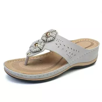 Модные летние женские шлепанцы на танкетке с рисунком в стиле ретро, красивые цветы, нескользящие, легкие, большого размера, удобные женские шлепанцы, уличные тапочки7 4 красный