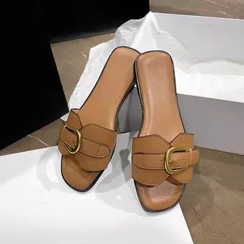 модные летние женские тапочки из кожи с квадратным носком женские туфли на плоской подошве шлепанцы дизайнерские женские шлепанцы сандалии женская обувь роскошные сандалии 35 чёрный
