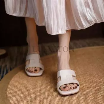 Модные летние женские тапочки-лодочки Дизайнерские прозрачные каблуки Женская обувь Новые классические толстые каблуки с открытым носком Уютные женские сандалии 35 абрикосовый