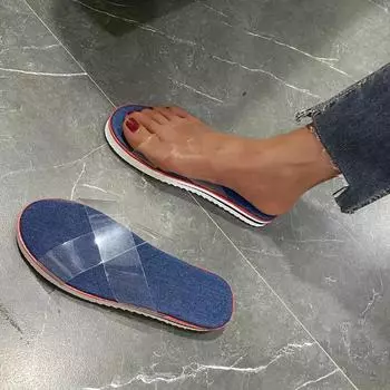 Модные летние женские тапочки, прозрачные и сексуальные женские сандалии на плоской толстой подошве, повседневные пляжные сандалии для отдыха на открытом воздухе, Zapatos De Mujer 35 серый