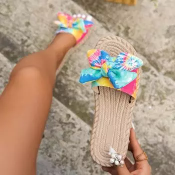 модные летние женские тапочки с круглым носком на плоской подошве для женщин, шлепанцы на платформе, уличные нескользящие туфли Butterfly-kont 36