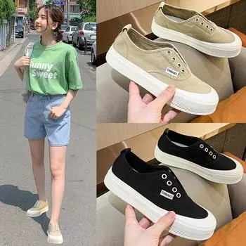 Модные летние женские туфли-лодочки 2024 года из дышащего парусинового материала с толстой подошвой для ношения в двух направлениях 37 чёрный