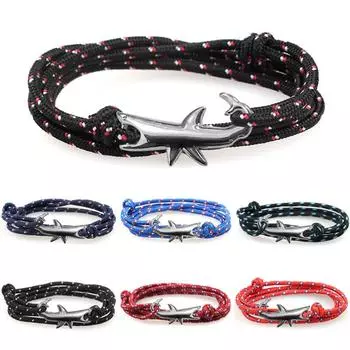 Модные Лидер продаж вязать браслеты викингов 1 шт. веревка ярких цветов простые 15 цветов Новое поступление акула животное