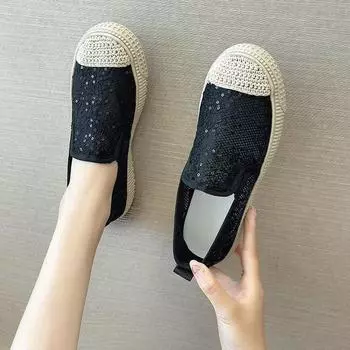 Модные лоферы без застежек, женские кроссовки, легкая сетчатая летняя обувь, дышащие туфли на плоской подошве, женская повседневная обувь, шнуровка, рыболовные мокасины, женские 35 хаки