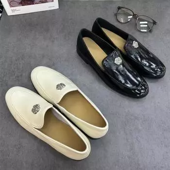 Модные лоферы на плоской подошве для повседневных прогулок. Внешняя и внутренняя часть из овчины, внутри удобная, мягкая, модная, цветочный декор. 35