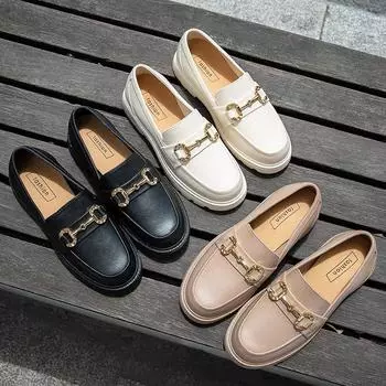 Модные лоферы на толстой подошве. Модная женская обувь в стиле ретро. Удобная повседневная универсальная обувь на мягкой подошве. 36 абрикосовый