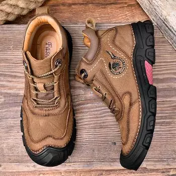 Модные люксовые брендовые мужские походные кроссовки для активного отдыха, высококачественные походные кроссовки для мужчин, удобные нескользящие кроссовки из натуральной кожи 38
