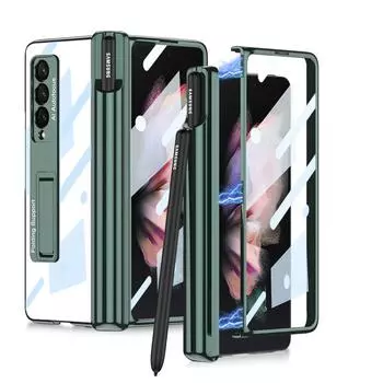 Модные магнитные чехлы из стекла с полной защитой для Samsung Galaxy Z Fold 4 Fold4 5g Fold3 Fold 3 Zfold4 чехлы для телефонов no pen чёрный