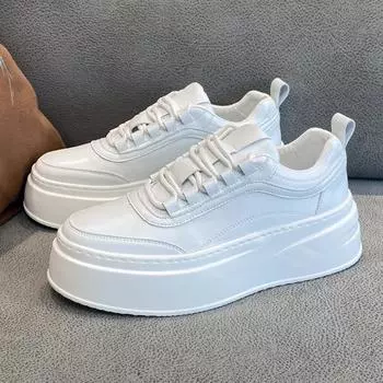 Модные маленькие белые туфли для мужчин, новые толстые подошвы, дышащие кроссовки с увеличенной внутренней высотой, спортивная и повседневная обувь 39 белый