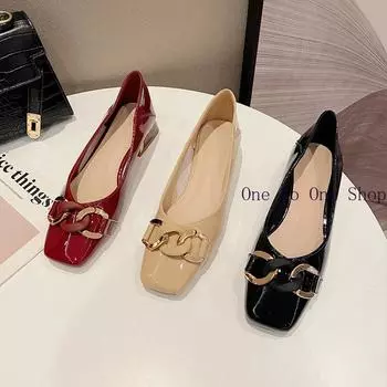 Модные маленькие кожаные туфли 2024 года, новые лакированные туфли на толстом каблуке, женские туфли на высоком каблуке, модные туфли Мэри Джейн из натуральной кожи 35 хаки